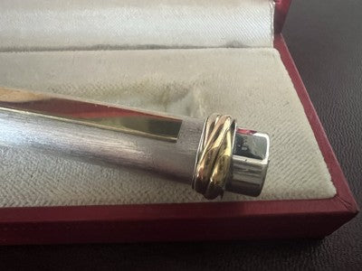 Must De Cartier Vendome Trinity Vintage Matte Silver Plated Ballpoint Pen 