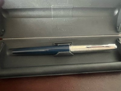 🔴 PARKER 45 penna stilografica blu a cartuccia F pubblicitaria vintage astuccio