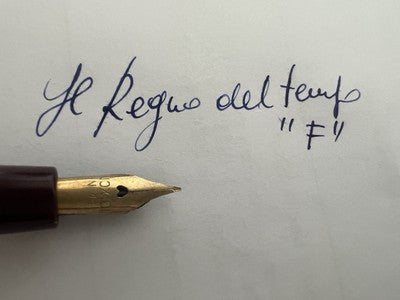 🔴 MILL FRANCE celluloid fountain pen burgundy F writes vintage '50 