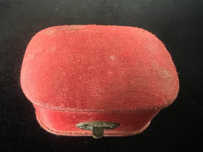 🔴 Scatola orecchini astuccio custodia gioiello originale seta rossa antica 1920