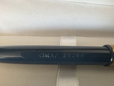 🔴 OMAS penna sfera Extra blu intensa con greca placcata oro scrive vintage