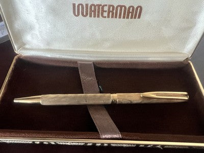 🔴 WATERMAN penna sfera Hemisphere placcata oro millerighe con onde astuccio
