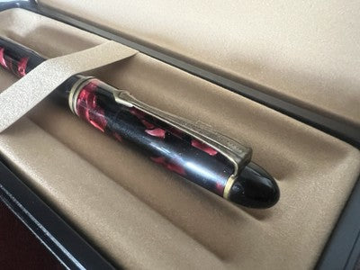 Pen Fountain Pen Marbled Red Marbled Bright A Piston Vintage H