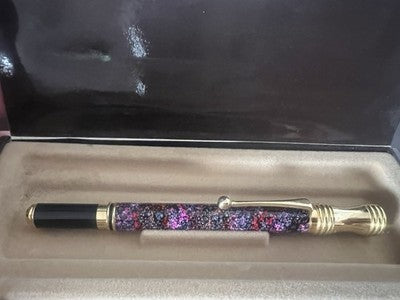 🔴 Penna stilografica lacca marmorizzata tipo Parker Iridium con pietra vintage