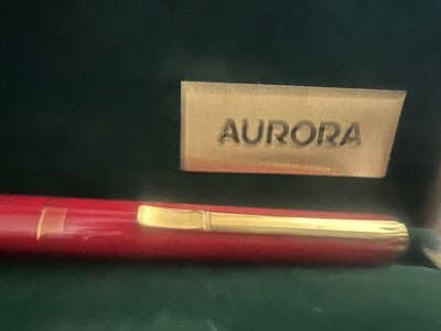 🔴 AURORA penna stilografica LACCA ROSSA Hastil pennino ORO 14 kt con cartucce