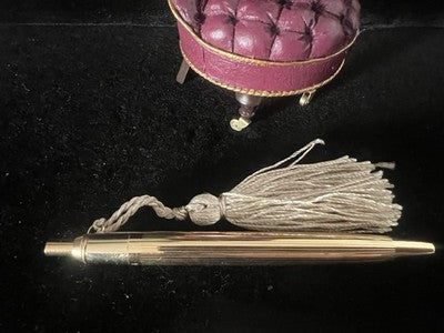 🔴 EPOCA penna sfera dorata mini con fiocco ornamentale scrive vintage
