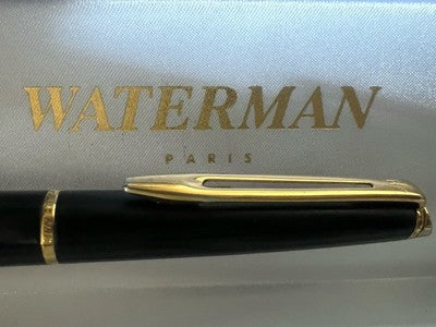 🔴 WATERMAN penna sfera Hemisphere lacca nera satinata profili dorati scrive