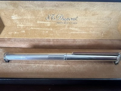 🔴 DUPONT penna stilografica ARGENTO MASSICCIO 925 pennino ORO 18 KT clip lacca
