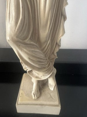 🔴 Statua dea greca polvere di marmo R.B. drappeggi lavorati h 44 Italy vintage