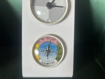🔴 BRIO TIME orologio barometro igrometro parete muro ferro BIANCO vintage