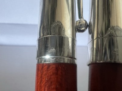🔴 Penna stilografica ARGENTO 925 e legno e sfera con cartucce scrivono