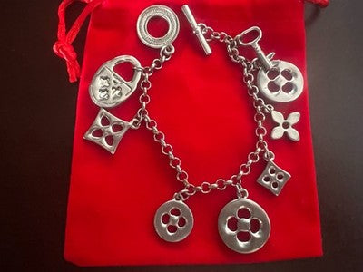 🔴 Bracciale LOVE LOVE braccialetto ciondoli charms metallo vintage