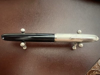 Lus Stift Füllfederhalter 59 Schwarz Mit Kapuze Chrom Schreibt Vintage 1950 N. 