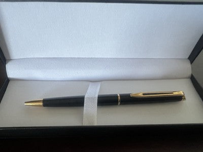 🔴 WATERMAN penna sfera Hemisphere lacca nera lucida profili dorati scrive