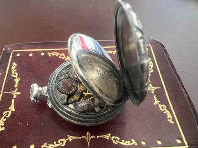 🔴 800 SILVER pocket watch for women to be overhauled, vintage parts REMONTOIR 18