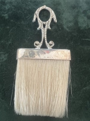 🔴 Spazzola da tavolo ARGENTO 800 massiccio con setole naturali vintage