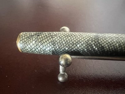 Stylo-Plume Stylo à Plume Celluloid Nacre Mosaïque Serpent Et Or 14K Vintage