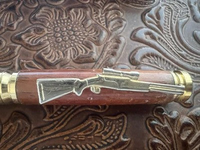 Stylo À Bille Fusil RAIN HUNTER Métal Bois Avec Douille Écrit Vintage