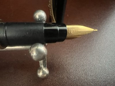 🔴 PIERRE CARDIN penna stilografica nera pennino laminato oro con astuccio NOS