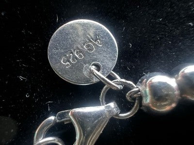 Tiffany & Co.Bracelet Pépites Perle Argent 925 Charm Cœur Émaillé Vintage