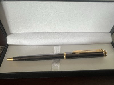 🔴 WATERMAN penna sfera Gentleman lacca nera particolari laminati scrive