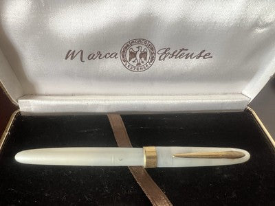 Estense Stylo-Plume Stylo à Plume Celluloid Or 14K Écrit Boîte Vintage
