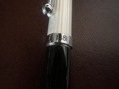 🔴 CERRUTI penna sfera lacca nera profili cromati astuccio contro scatola NOS