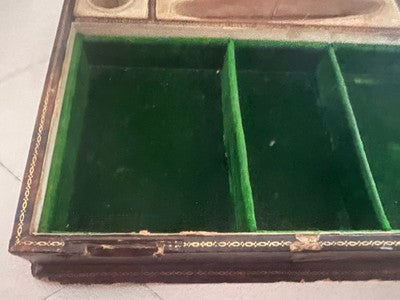 🔴 Scatola penne espositore portapenne elle interno velluto da scrivania vintage