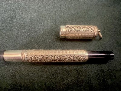 🔴 EUROPA retractable fountain pen with 14g GOLD nib and vintage embroidery pencil