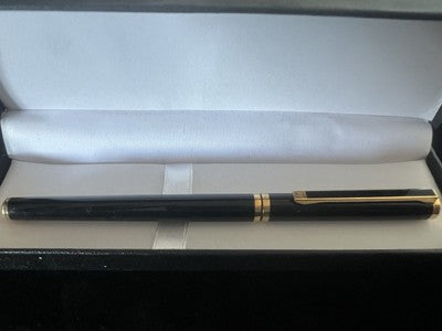 🔴 DUNHILL penna stilografica lacca nera placcata pennino ORO 14 KT Gemline M