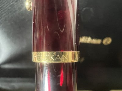 🔴 PELIKAN penna stilografica M200 Demonstrator trasparente bordeaux pennino F