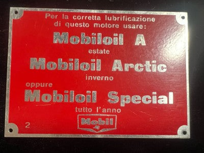 Plaque Voiture Mobil pour Lubrification Moteur Vitesse Huile Tôle Vintage
