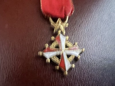 🔴 Croce Patente Decorazione al Merito e Stella dorata Nastro rosso vintage