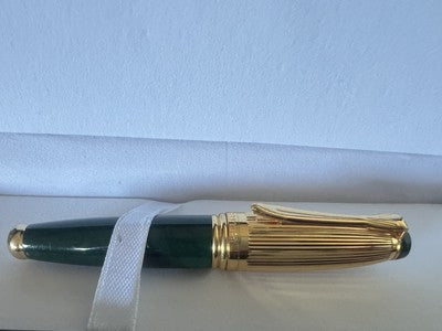 🔴 OSAMA penna stilografica mini da agenda lacca verde e dorata scrive vintage