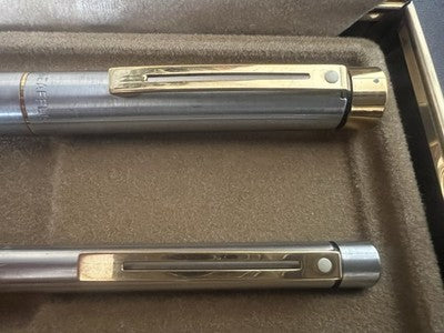 Sheaffer Stift Kugel + Roller Imperial Triumph Metall Chrom Leisten Vergoldet