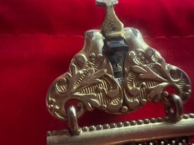 🔴 CATENA orologio tasca vittoriana con sigillo vergine pinchbeck antica 1800 N4