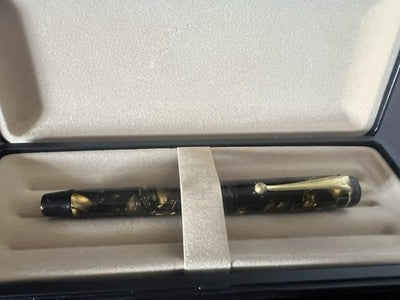 Pen Fountain Pen Black Star Celluloid Marmorata Pen Gold 14k Vintage