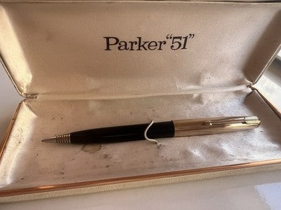 🔴 PARKER 51 matita meccanica portamine cappuccio laminato oro scrive astuccio