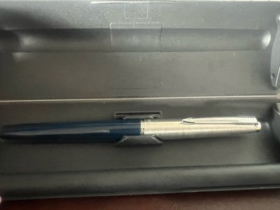 🔴 PARKER 45 penna stilografica blu a cartuccia F pubblicitaria vintage astuccio