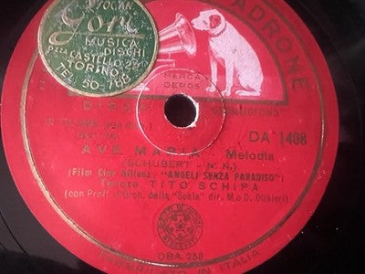 🔴 Dischi LA VOCE PADRONE 78 giri ceralacca Addio Napoli Ave Maria grammofono 2P