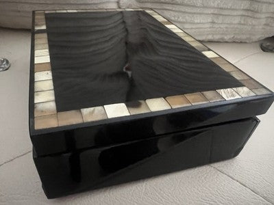 Lipschütz Box Wood Black Polished To Mirror Inlay Mosaic Vintage 6