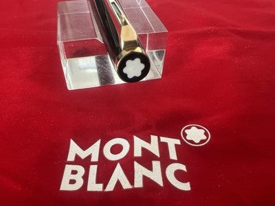🔴 MONTBLANC penna sfera 281 nera profili dorati clip grilletto con refill nuovo