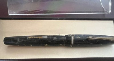 Anchor Pen Fountain Pen Celluloid Black Marbled Charge Lever Vintage