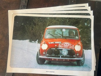 🔴 MINI COOPER Posterdruck 35x25 IL TEMPO Original Vintage 4 Stück 
