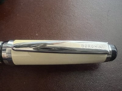🔴 BORGHINI penna sfera con cartuccia System panna con astuccio vintage