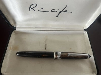 Recife Stylo-Plume Stylo à Plume Marbré À Piston Profils Chrome Jamais Utilisé