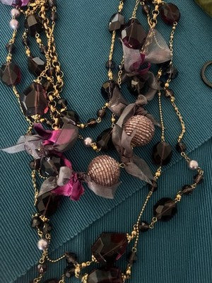 🔴 Vintage-Halsketten, Modeschmuck, Anhänger, Perlen, Samtketten, 70er/90er Jahre, Nr. 1 