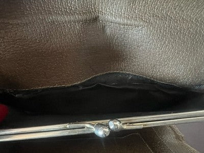 🔴 GUCCI portafoglio donna pelle fascia bicolore gancio dorato vintage