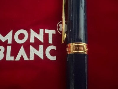Montblanc Sphere Noblesse Oblige Blue Roller Trim Plated Gold With Pencil Case