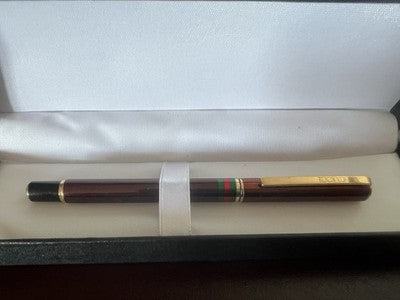 Gucci Pen Ball Lacquer Brown Headbands Green Red Clip Vintage Gold